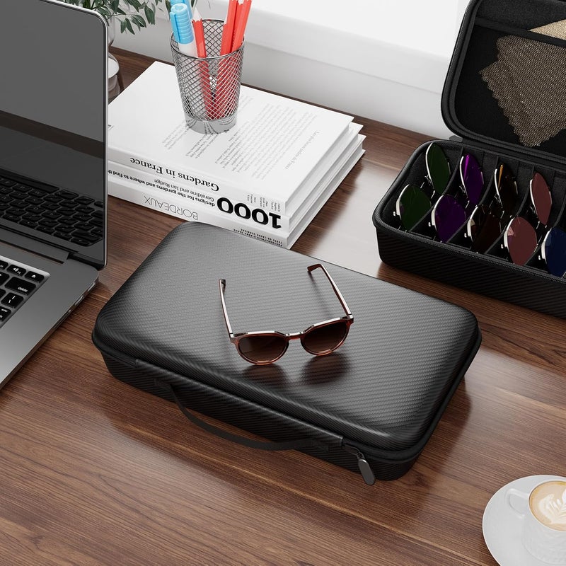 Vecxoty Travel Sunglasses Organizer​,​ Hard Shell​ Sunglass Case Adjustable Slots for Multiple ​Sunglass Eyeglass Case - Image 4